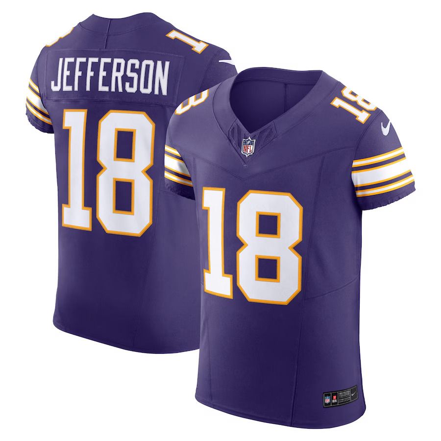 Men Minnesota Vikings 18 Justin Jefferson Nike Purple Alternate Vapor F.U.S.E. Elite NFL Jersey